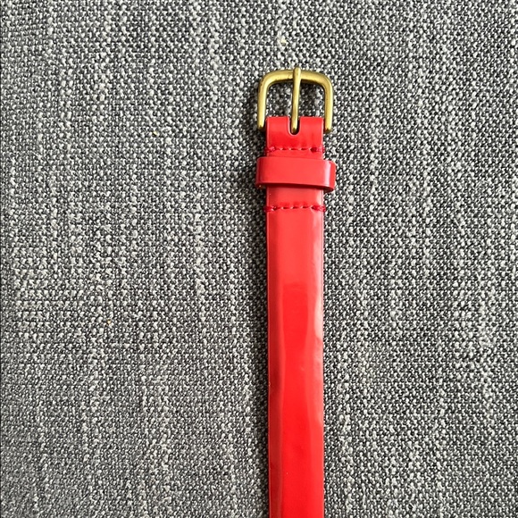 J. Crew Women’s Red Patent Leather Belt with Gold Buckle ❤️🌟 - Picture 1 of 3
